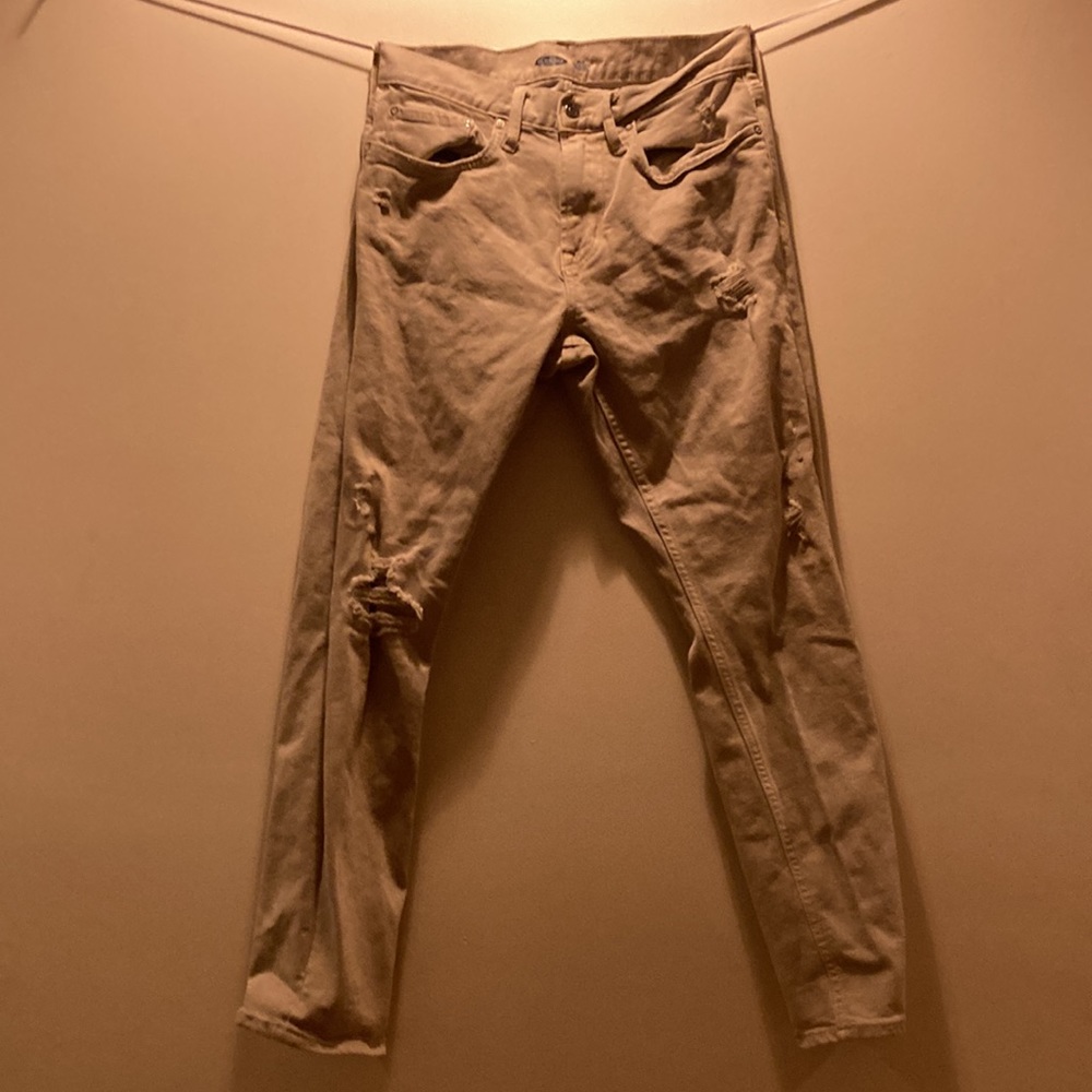 Cream (faux ripped) Jean/Pant - - Old Navy